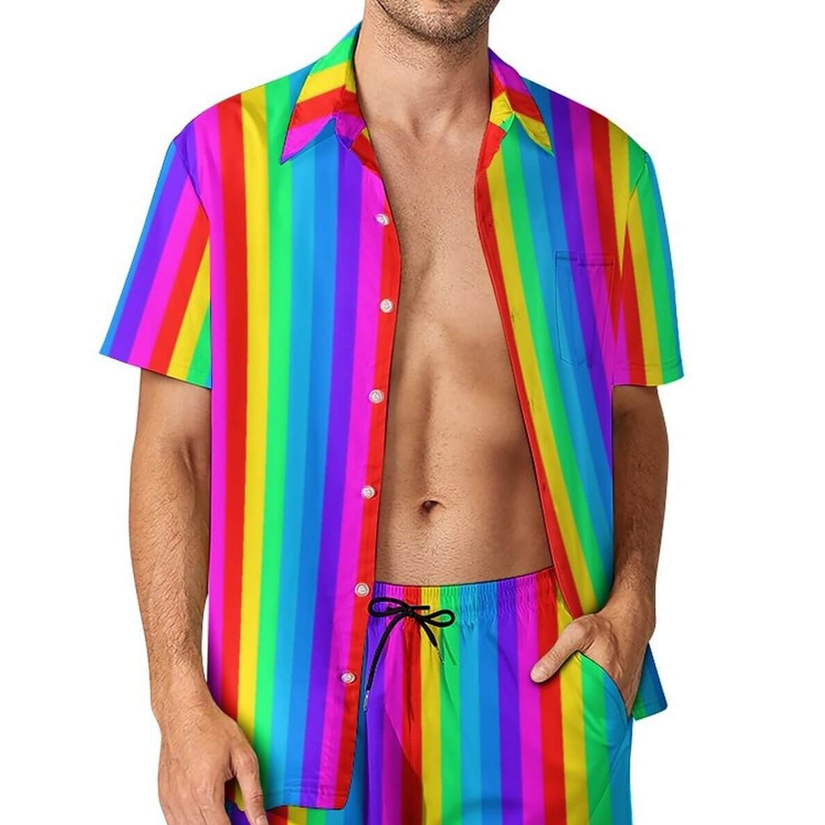 Vibrant Rainbow Striped Shirt | Bold & Colorful Statement Shirt