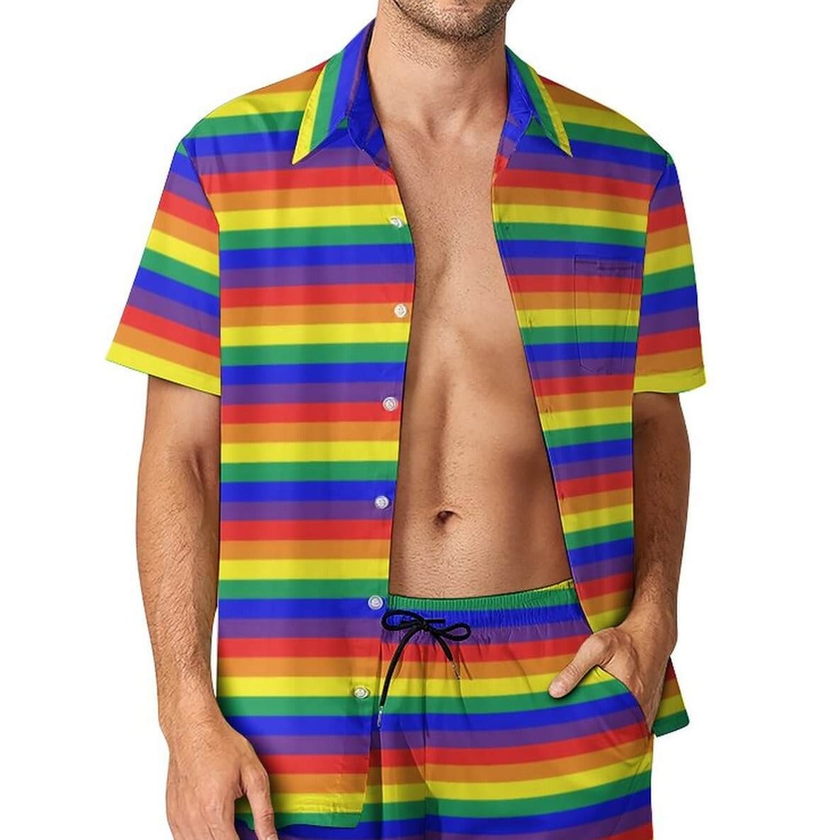 Vibrant Rainbow Striped Shirt | Bold & Colorful Statement Shirt