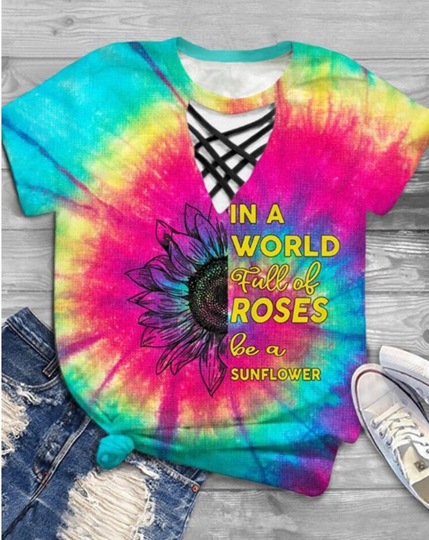 Vibrant Tie-Dye T-Shirt | Unique Sunflower Print
