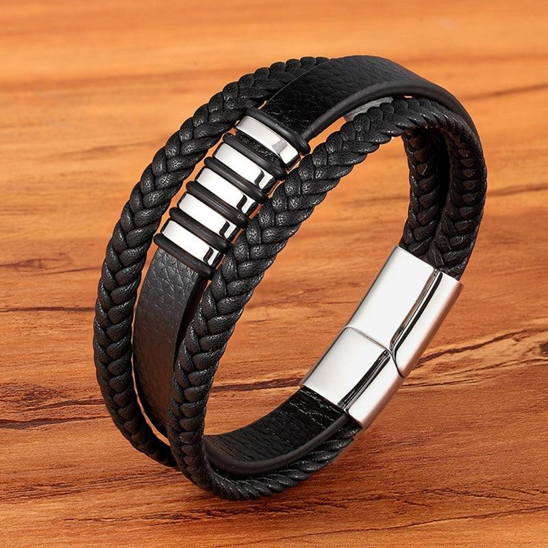 Vintage Braided Leather Bracelet | Gold and Silver Tone Accents