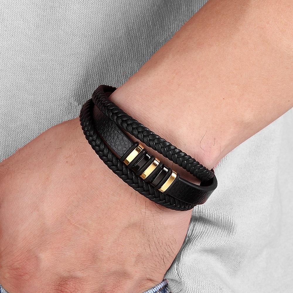 Vintage Braided Leather Bracelet | Gold and Silver Tone Accents