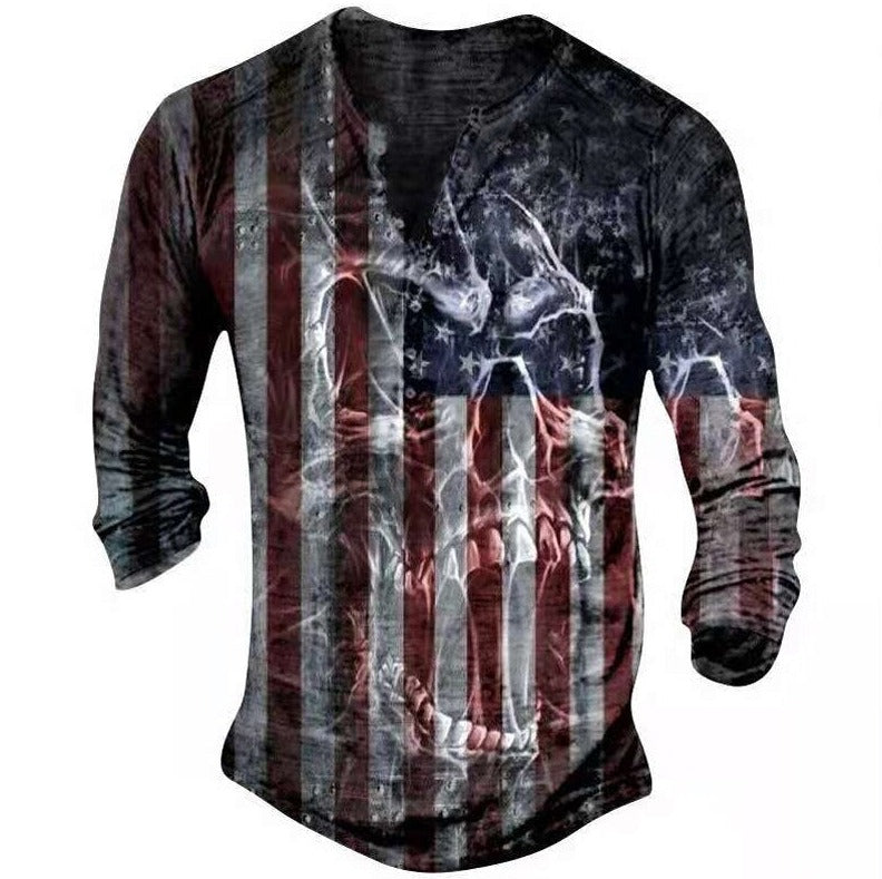 Vintage Patriotic Henley Shirt | Timeless Bold Graphics