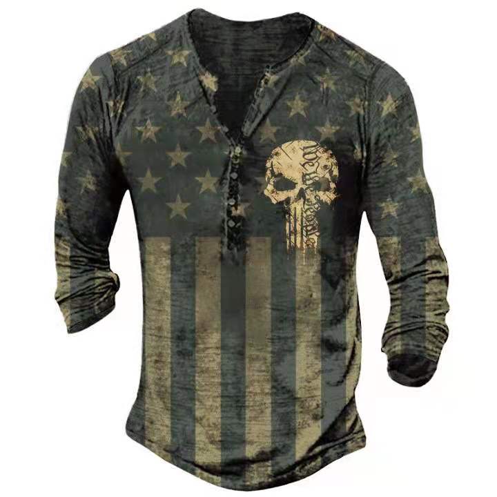 Vintage Patriotic Henley Shirt | Timeless Bold Graphics