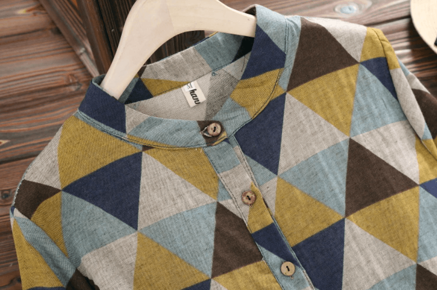 Vintage Patterned Dress | Timeless Button-Down Elegance