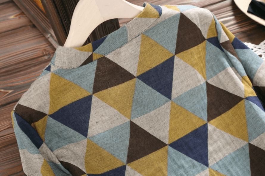 Vintage Patterned Dress | Timeless Button-Down Elegance