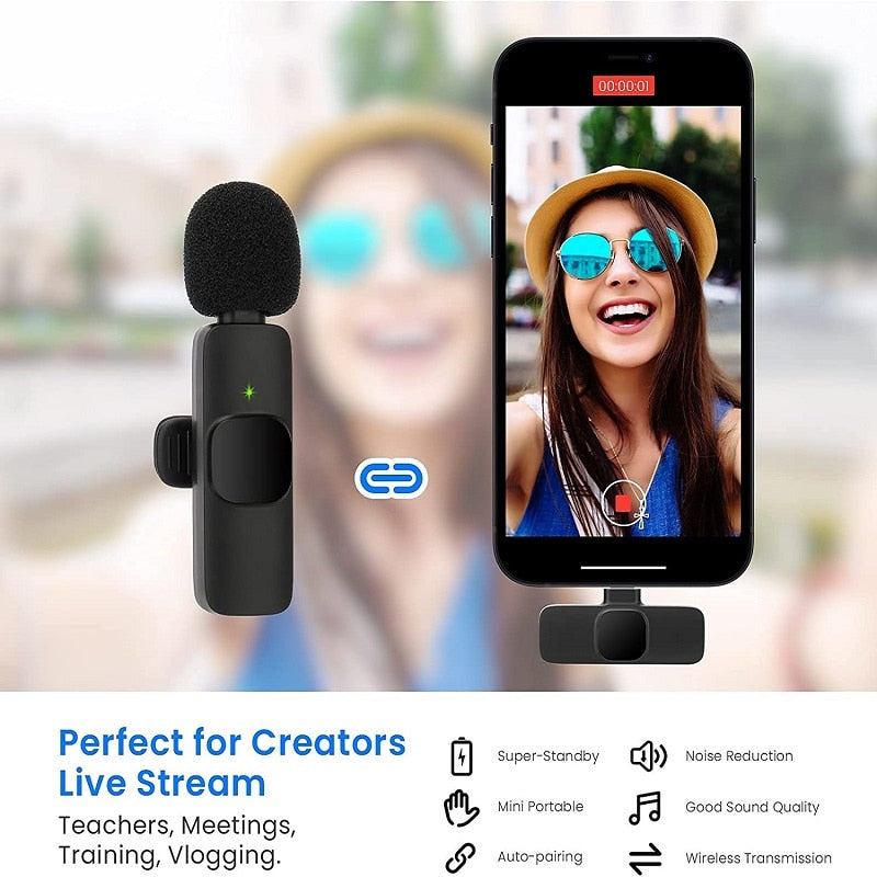 Wireless Clip-On Microphone | Noise Reduction & Easy Pairing | Superior Audio Quality