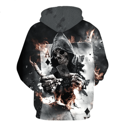 Ace Skull Hoodie | Fiery 3D Skull Graphic