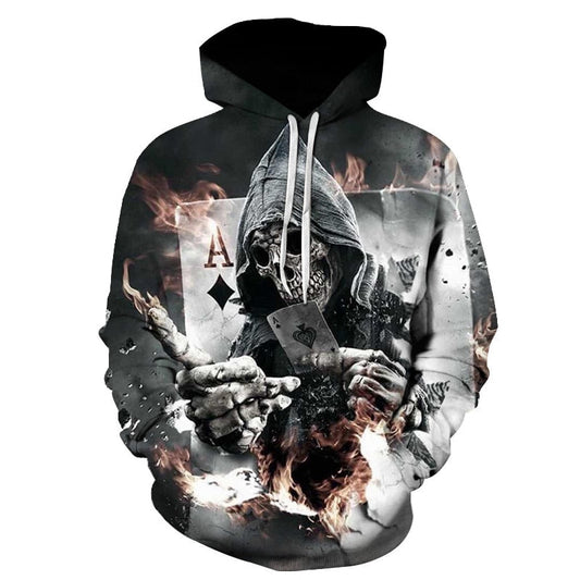 Ace Skull Hoodie | Fiery 3D Skull Graphic