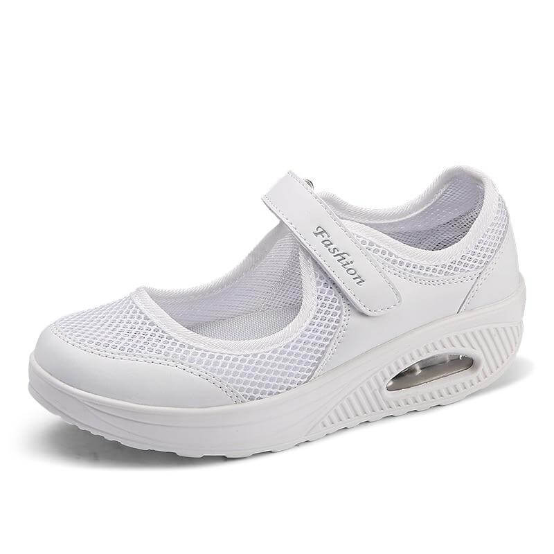 Airflow Shock Absorption Sneakers | Breathable Mesh Design & Adjustable Strap