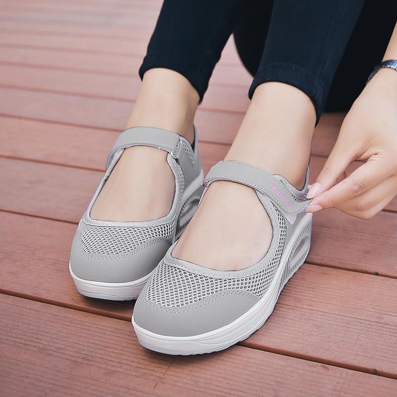 Airflow Shock Absorption Sneakers | Breathable Mesh Design & Adjustable Strap
