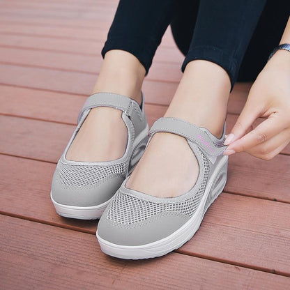 Airflow Shock Absorption Sneakers | Breathable Mesh Design & Adjustable Strap