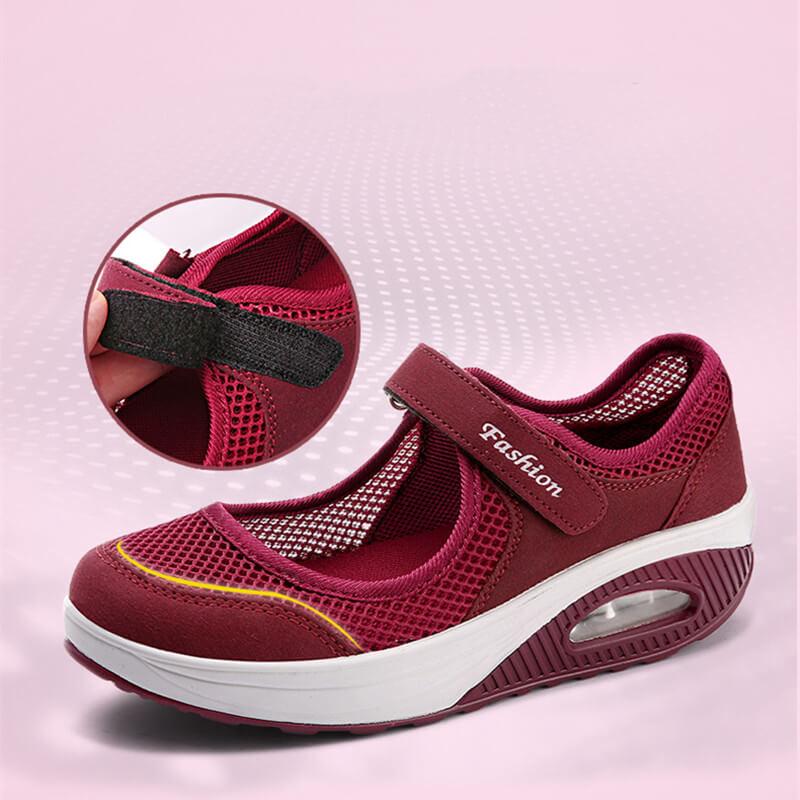 Airflow Shock Absorption Sneakers | Breathable Mesh Design & Adjustable Strap