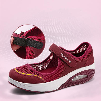 Airflow Shock Absorption Sneakers | Breathable Mesh Design & Adjustable Strap