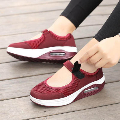 Airflow Shock Absorption Sneakers | Breathable Mesh Design & Adjustable Strap