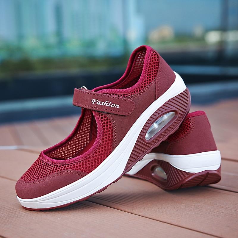 Airflow Shock Absorption Sneakers | Breathable Mesh Design & Adjustable Strap