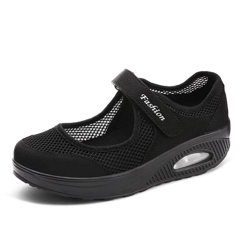 Airflow Shock Absorption Sneakers | Breathable Mesh Design & Adjustable Strap