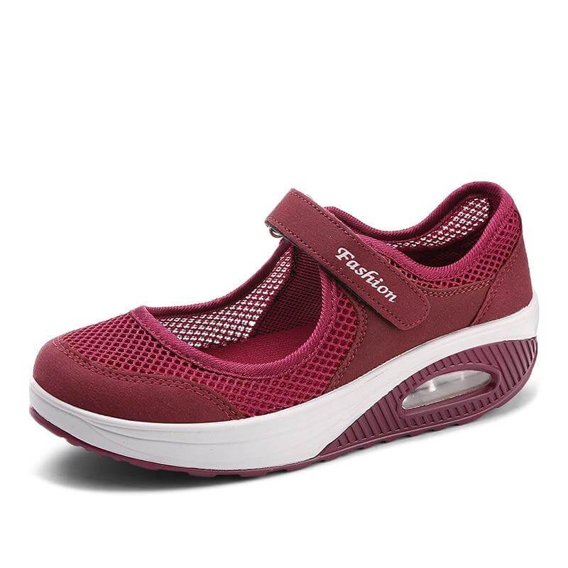 Airflow Shock Absorption Sneakers | Breathable Mesh Design & Adjustable Strap