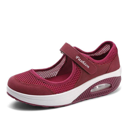 Airflow Shock Absorption Sneakers | Breathable Mesh Design & Adjustable Strap