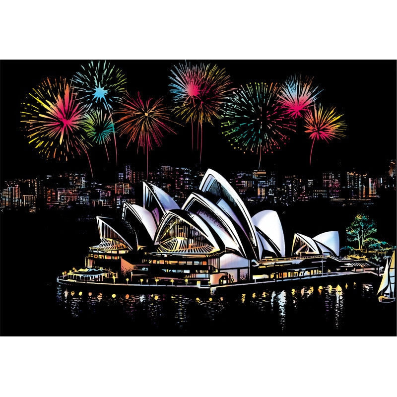 Artistic Nightscape Scratch Art Set | Stunning City Views
