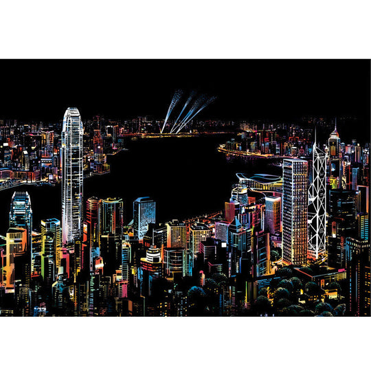 Artistic Nightscape Scratch Art Set | Stunning City Views