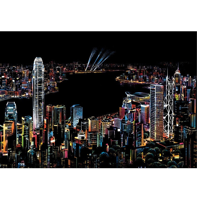 Artistic Nightscape Scratch Art Set | Stunning City Views