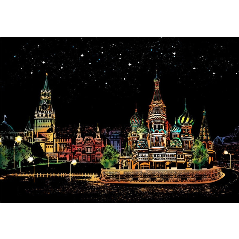 Artistic Nightscape Scratch Art Set | Stunning City Views