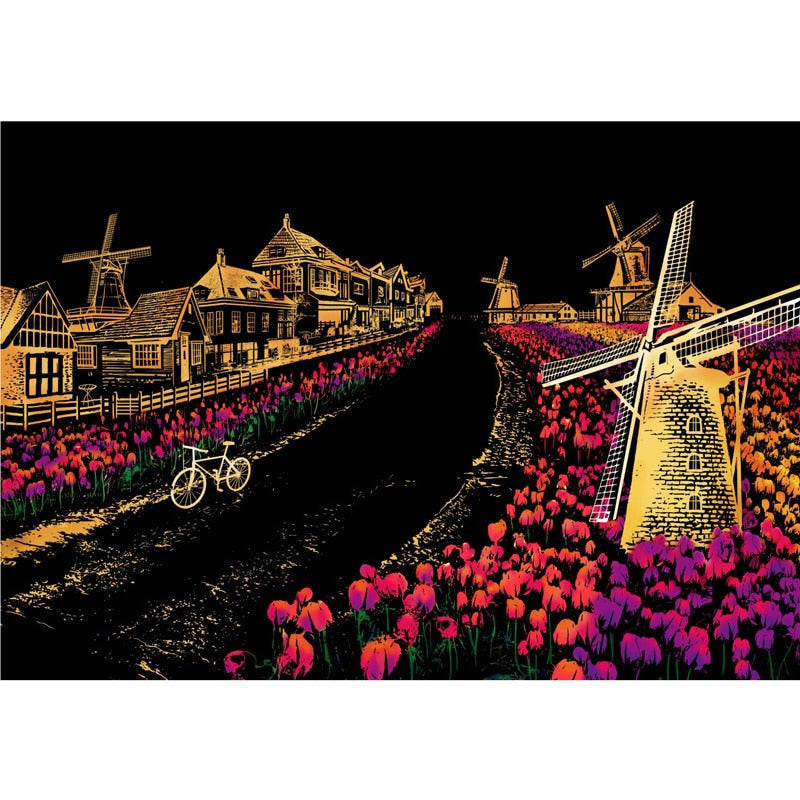 Artistic Nightscape Scratch Art Set | Stunning City Views