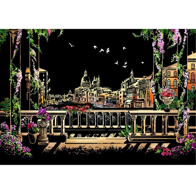 Artistic Nightscape Scratch Art Set | Stunning City Views