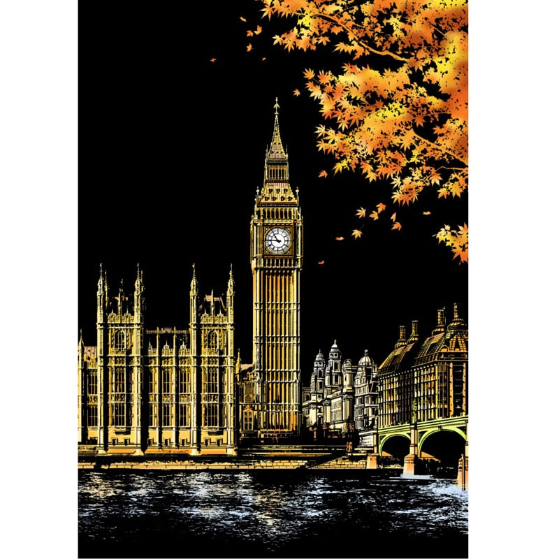 Artistic Nightscape Scratch Art Set | Stunning City Views