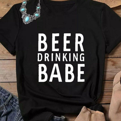 Beer Drinking Babe T-Shirt | Trendy Graphic Tee