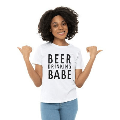 Beer Drinking Babe T-Shirt | Trendy Graphic Tee