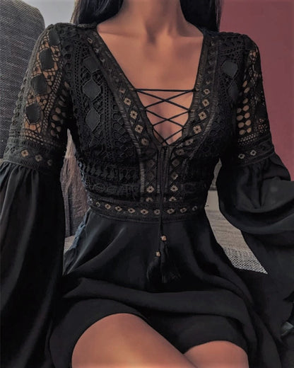 Boho Chic A-Line Dress | Elegant Bohemian Lace Design
