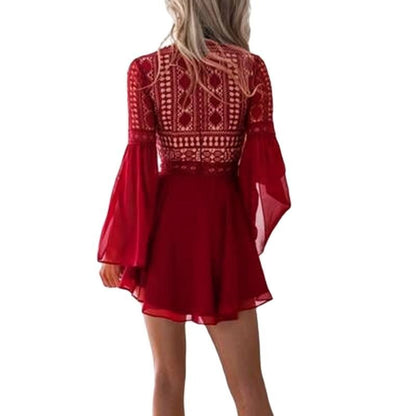 Boho Chic A-Line Dress | Elegant Bohemian Lace Design