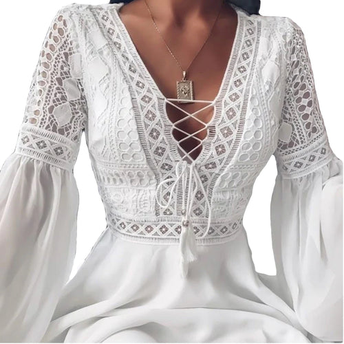 Boho Chic A-Line Dress | Elegant Bohemian Lace Design