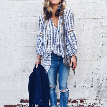 Boho Chic Blouse | Intricate Lace Detail Bohemian Top