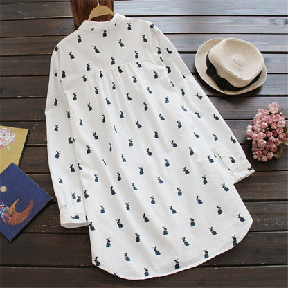 Bunny Print Long Sleeve Shirt | Casual Comfort