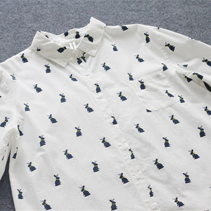 Bunny Print Long Sleeve Shirt | Casual Comfort