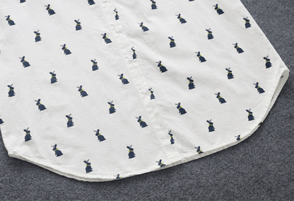 Bunny Print Long Sleeve Shirt | Casual Comfort