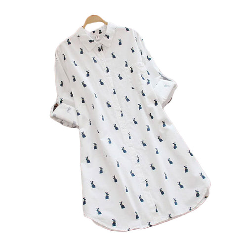 Bunny Print Long Sleeve Shirt | Casual Comfort