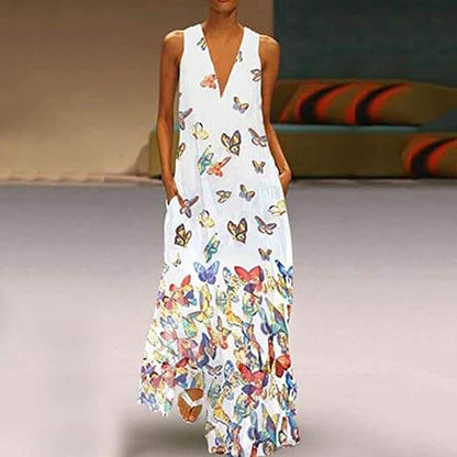 Butterfly Pattern Maxi Dress | Vibrant & Elegant Wardrobe Essential