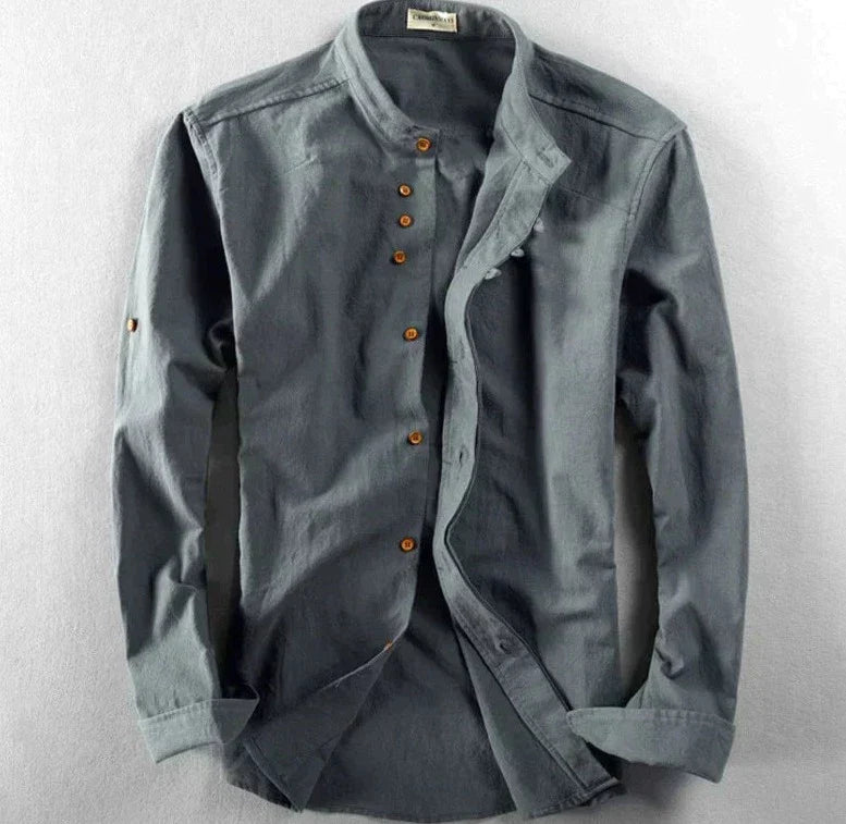 Classic Cotton Mandarin Collar Shirt | Timeless Style