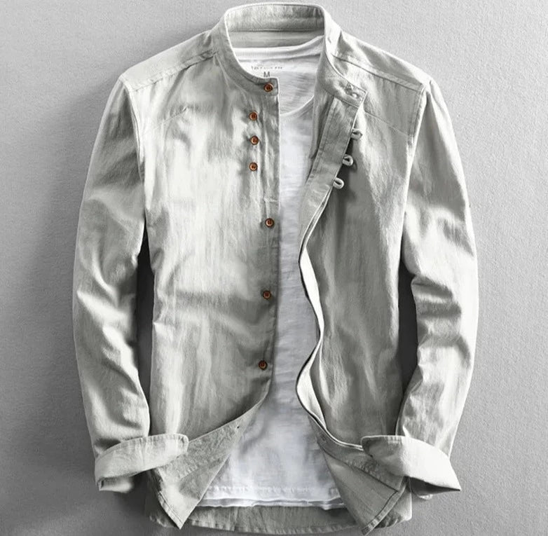 Classic Cotton Mandarin Collar Shirt | Timeless Style