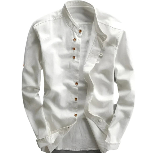 Classic Cotton Mandarin Collar Shirt | Timeless Style