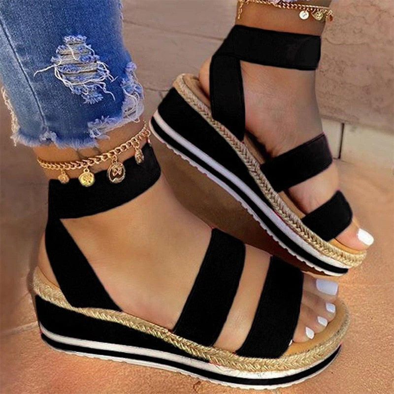 Colorful Strap Wedge Sandals | Bold Comfort Sandals