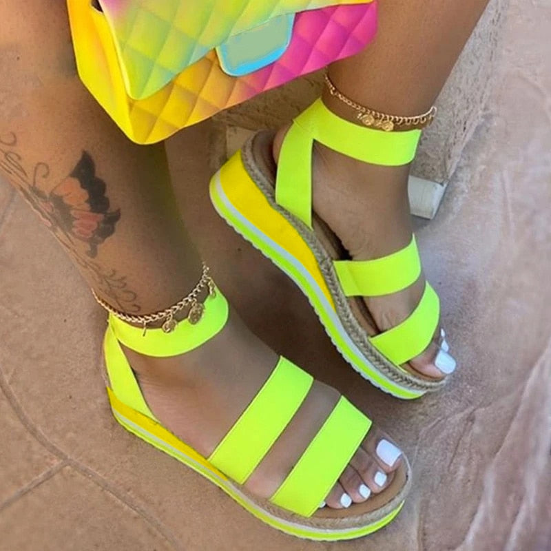 Colorful Strap Wedge Sandals | Bold Comfort Sandals