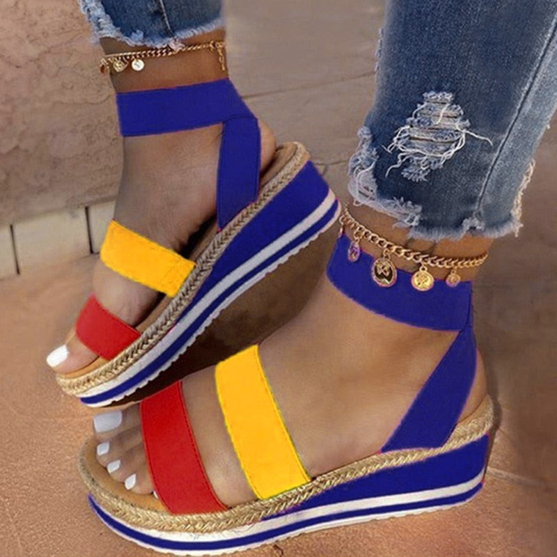 Colorful Strap Wedge Sandals | Bold Comfort Sandals