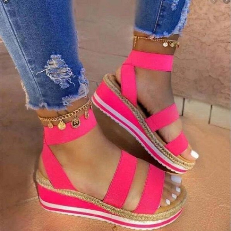 Colorful Strap Wedge Sandals | Bold Comfort Sandals