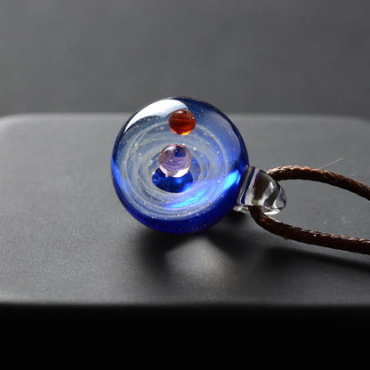 Cosmic Glass Galaxy Pendant | Handcrafted Universe Pendant