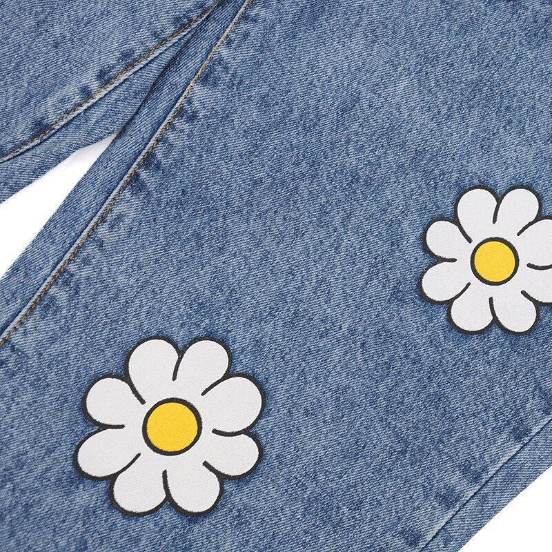 Daisy Print High-Waist Jeans | Retro Style Must-Have