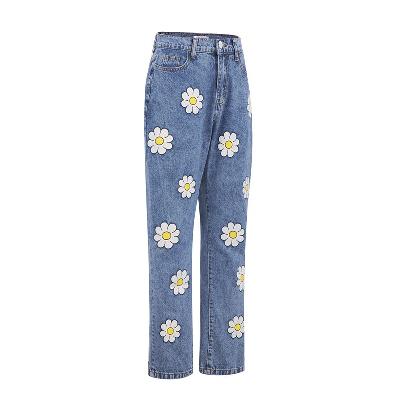 Daisy Print High-Waist Jeans | Retro Style Must-Have